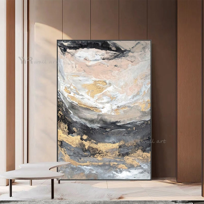 

Абстрактная Золотая фольга высокого качества, художественная роспись вручную, картина маслом Женская, гостиная, спальня, гостиница, пользовательское изображение