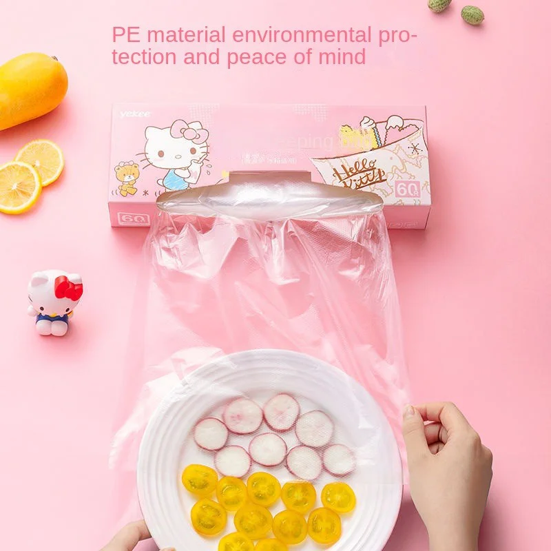 

Sanrios Hello Kitty Boxed Fresh-keeping Bag Anime Cartoon Ood Grade Household Thickened Sealed Refrigerator Special Plastic Bag