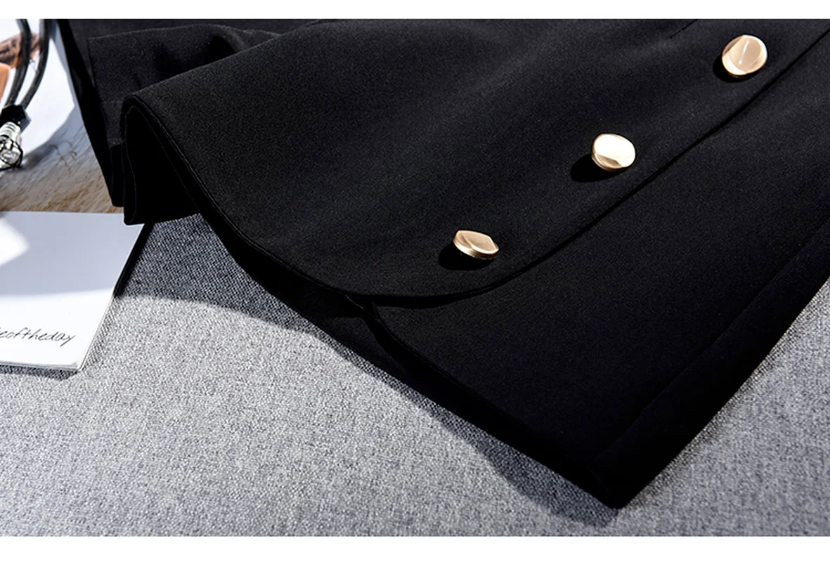 Women Summer High Waist Buttons Chiffon Shorts Patchwork Zipper Black White Office Lady Work Wear Female Elegant Shorts Loose