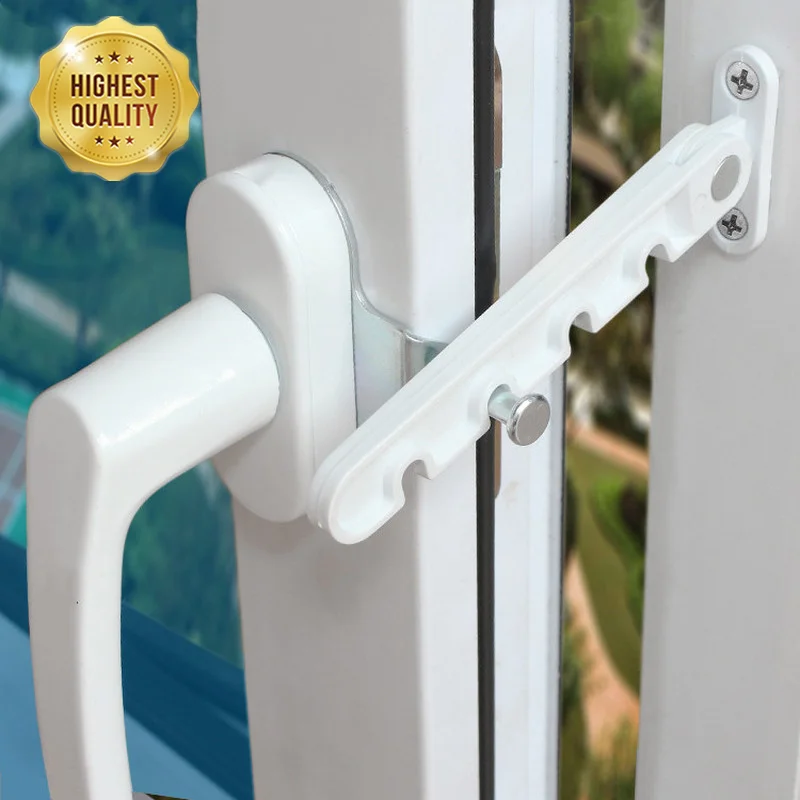 

2022 New Window Limiter Latch Position Stopper Casement Wind Brace Home Security Door Windows Sash Lock Child Safety Protection