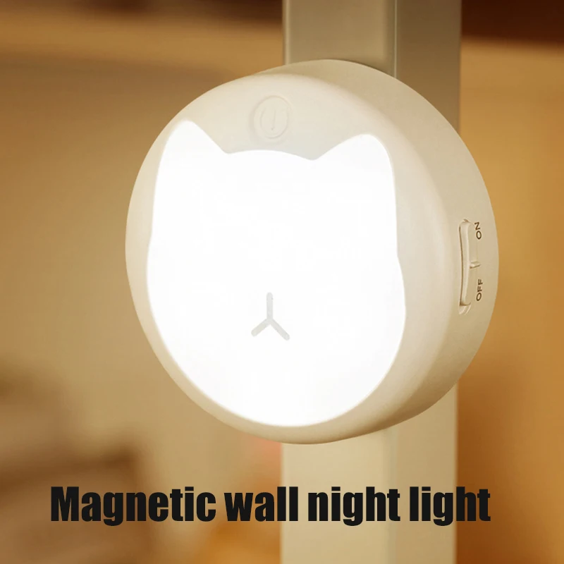 

Touch Night Light Dimmable Led White Light Rechargeable Cat Round Lamp for Bedroom Kitchen Stair Corridor Cabinet Light