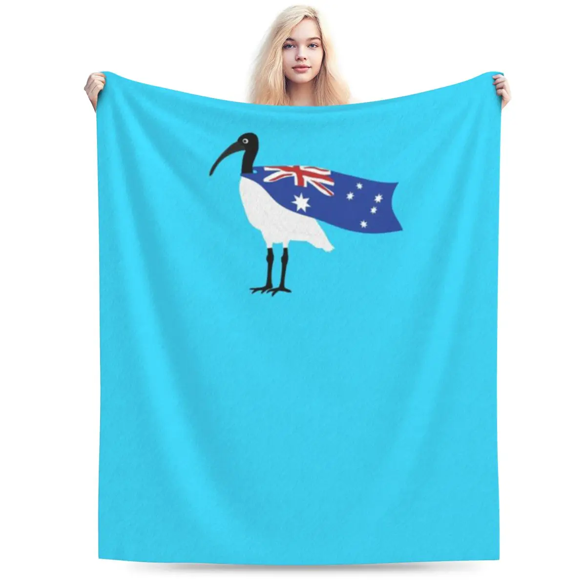 Флаг ко Дню Австралии Bin Chicken на синем ультрамягком одеяле из микрофлиса