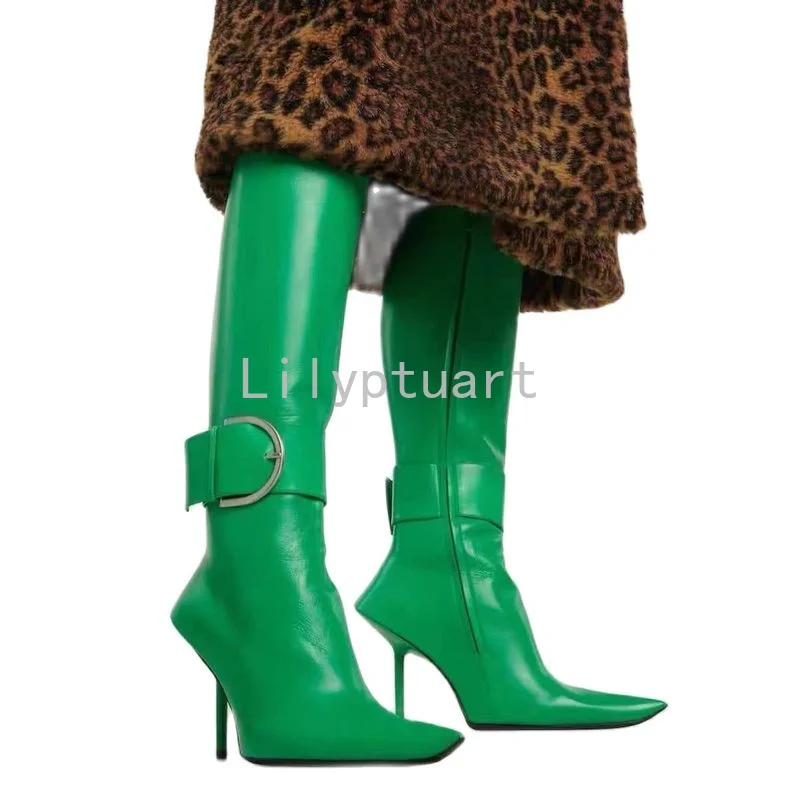 New Women's Shoes Sexy Stiletto Heels Pointed Zipper Dress Party Party Luxury Ladies Shoes Knee High Boots Size 43 Women Shoes