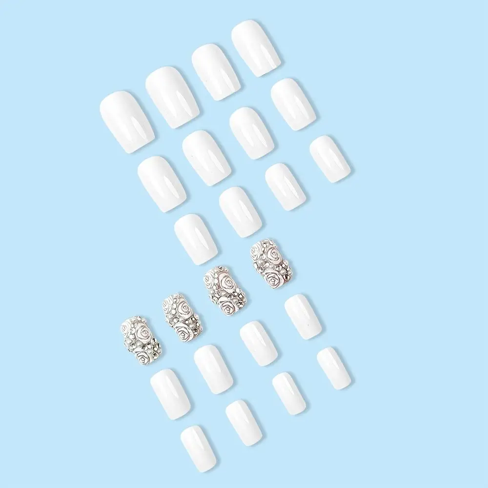 Модные длинные квадратные накладные ногти простые с полным покрытием