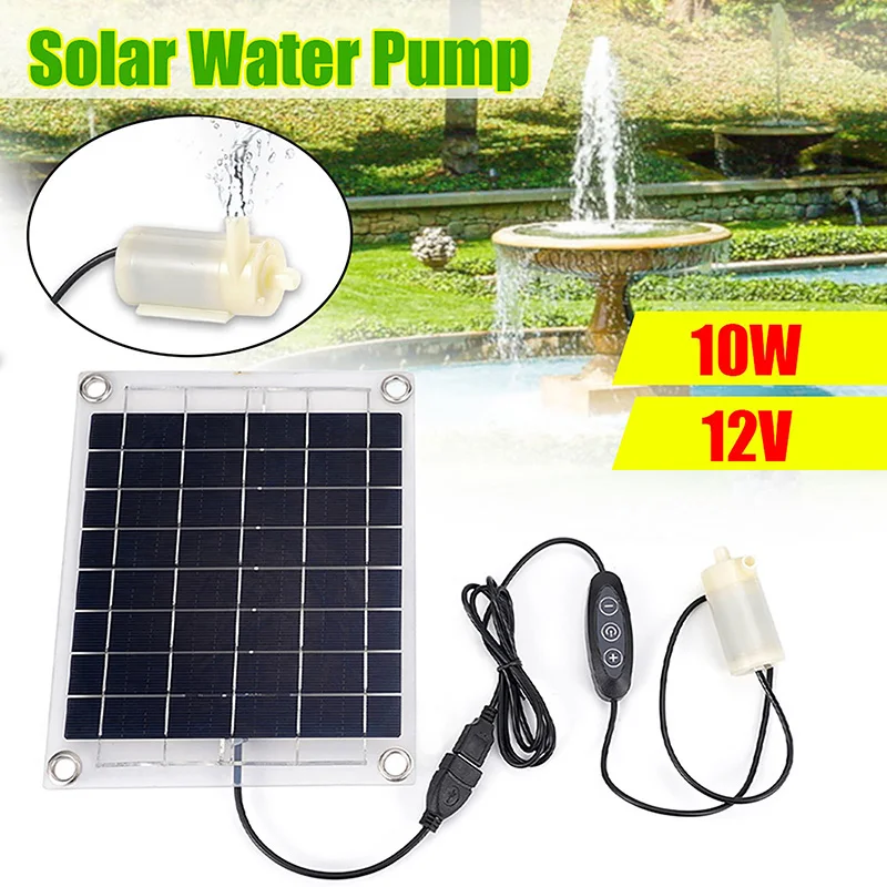 Energy-Saving Solar Panel Water Pump Set Double-Sided Power Generation Transparent Solar Pane & 12V Mini Water Pump With Switch