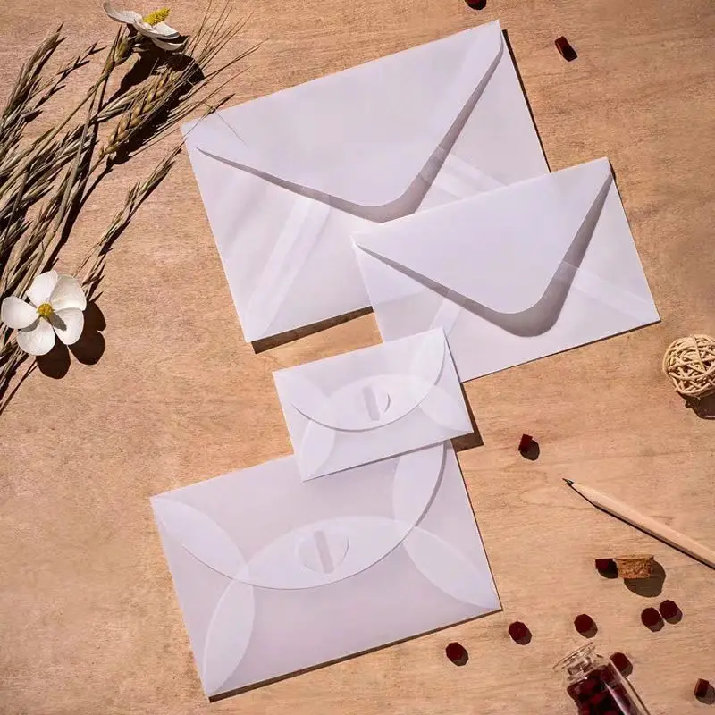 

50pcs Transparent Sulfuric Acid Paper Envelope Vintage Wedding Postcard Invitation Card Storage Translucent Blank Envelope