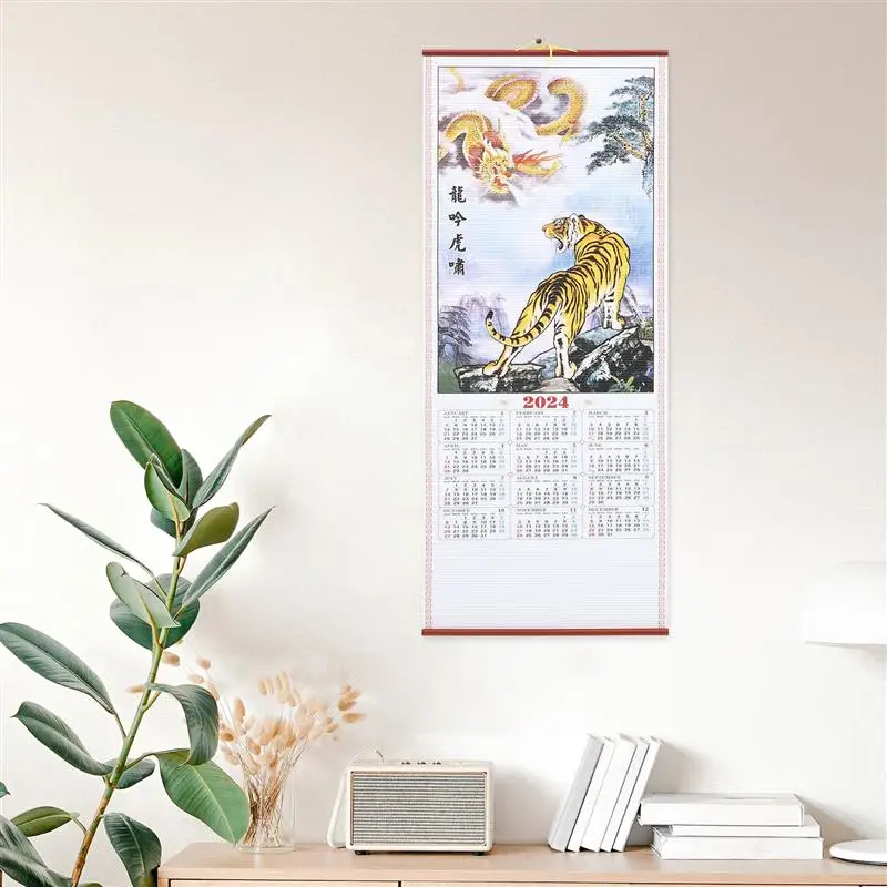 Подвесной календарь 2024, календарь на лунный год, календарь с китайской прокруткой, подвесной календарь, китайское украшение