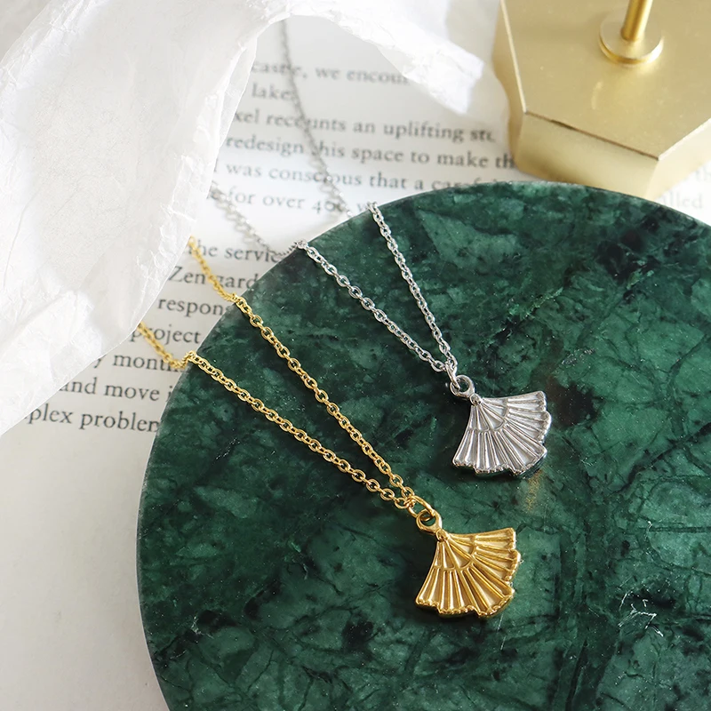 

Christmas Women Jewelry Fan Mini Dress Pendant Necklace Lovely Stainless Steel Women Charm Jewelry Gift