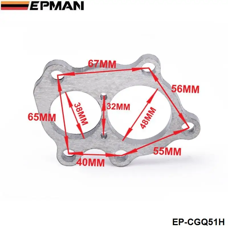 Фото Фланец турбины EPMAN T25 T210 GT30 GT32, двойной выпуск, нержавеющая сталь, EP-CGQ51H №2