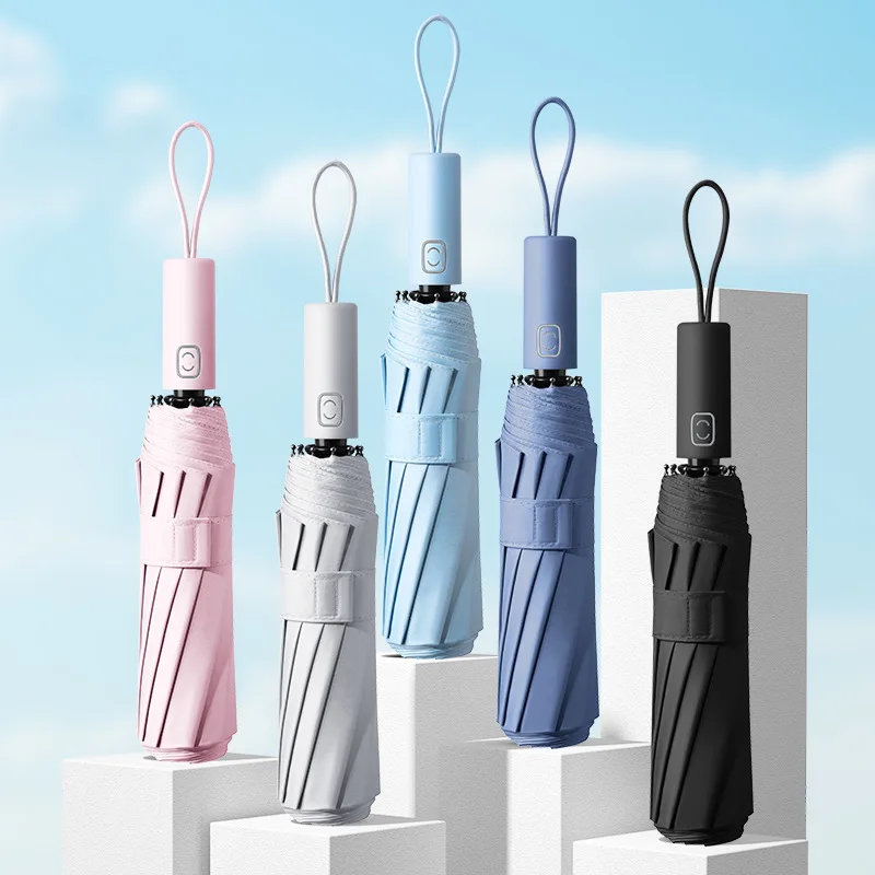 

Автоматический модный простой виниловый Зонт двойного назначения с защитой от дождя и солнечного света складной солнцезащитный Зонт унисекс