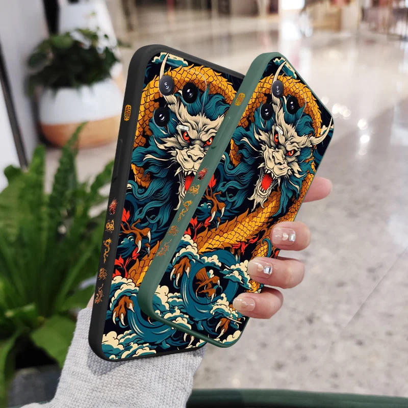 Чехол для телефона Spirit Dragon жидкий силиконовый чехол Xiaomi Mi 14 13 13T 12 12X 12T 12S 11 11T Ultra 10