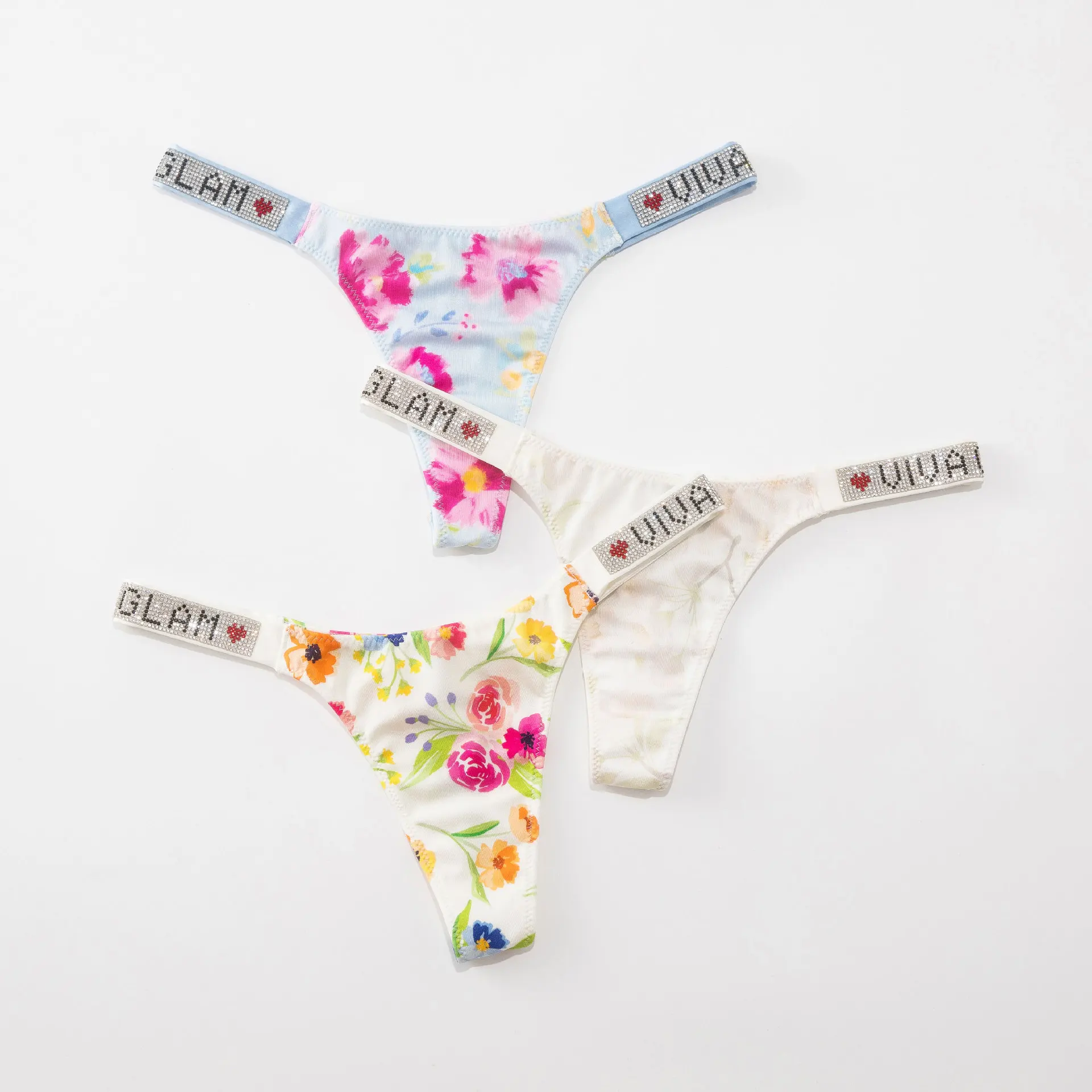 

TECHOME Women Stamping Diamonds T Pants Stain Thongs PrintedSexy Lingerie Low Waist Briefs Seamless Panties Bikini Underwear