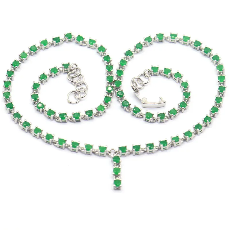 14g Customized 925 SOLID STERLING SILVER NECKLACE Real Red Ruby Green Emerald Daily Wear 19.0inch
