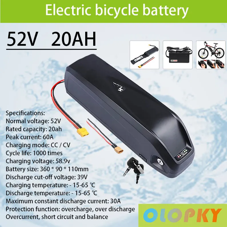 

2021 52V Hailong Electric Bike Battery 48V 36V 17Ah 20Ah Powerful Bicycle 18650 Cells Pack Lithium Battery