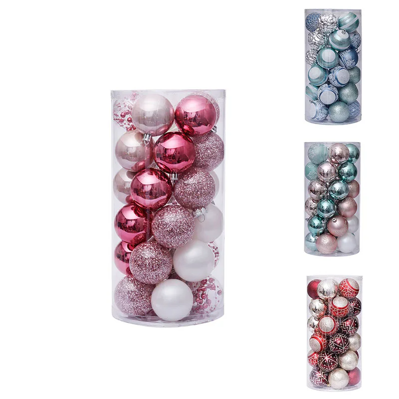 

30Pcs Christmas Tree Ball Ornaments Set Shatterproof Decor Balls Exquisite Hanging Baubles Set For Holiday Party