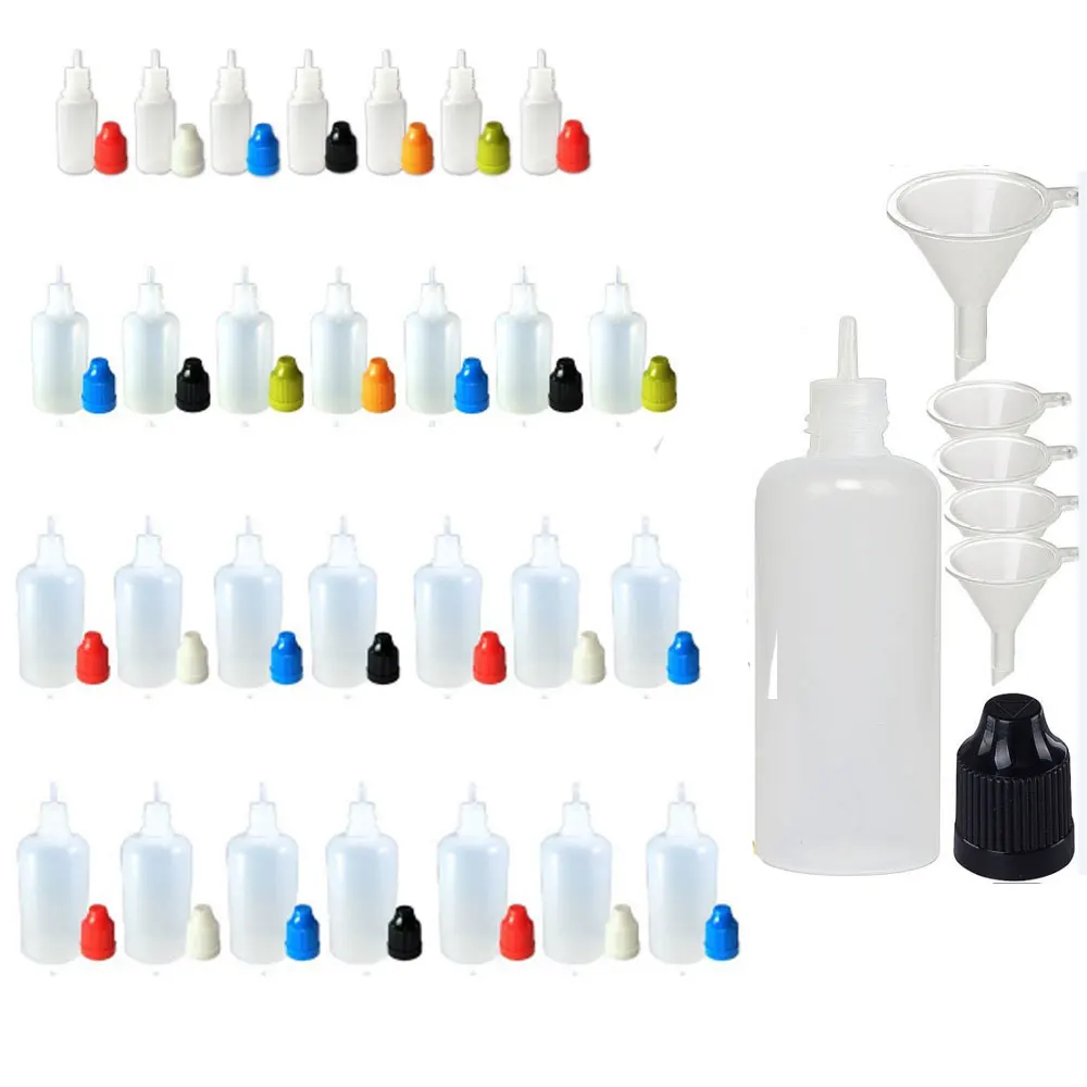

20PCS X 5ML-120ML Plastic Squeezable Dropper Bottles LDPE Empty E Liquid Juice Oil Eye Jars Containers with Caps Dropper Tips