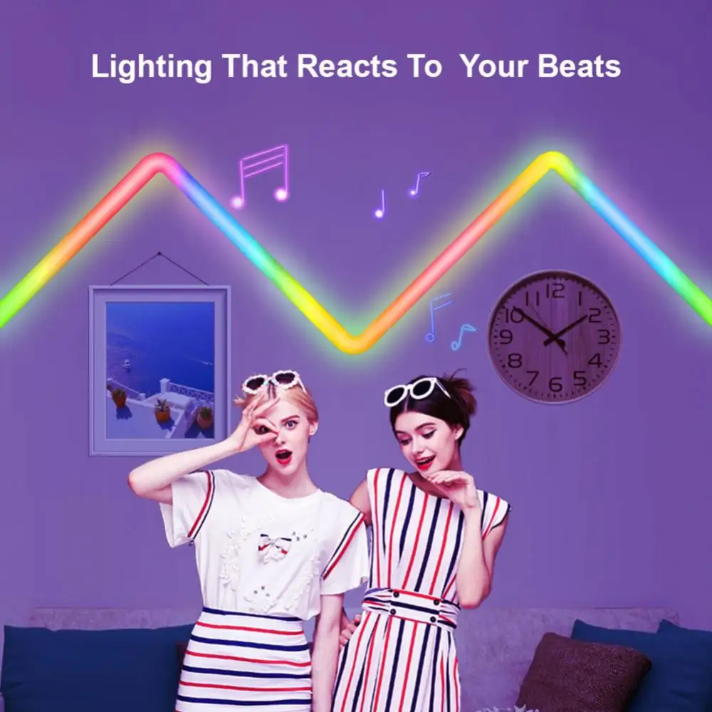 

Diy Wifi And Light 12w Music Sync Works With Alexa Google Home Tuya Smart Rgbic Light Bar Voice Control 21led