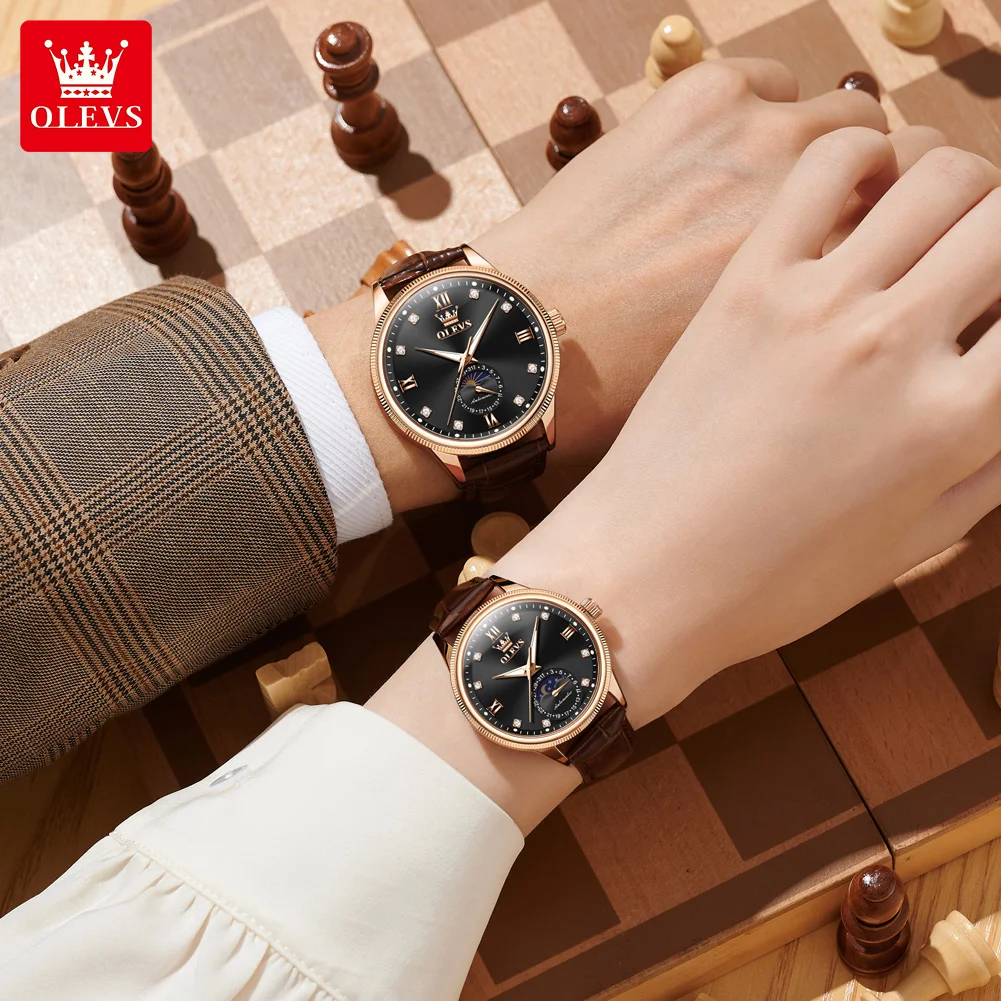 OLEVS брендовые роскошные автоматические механические часы для пар деловые