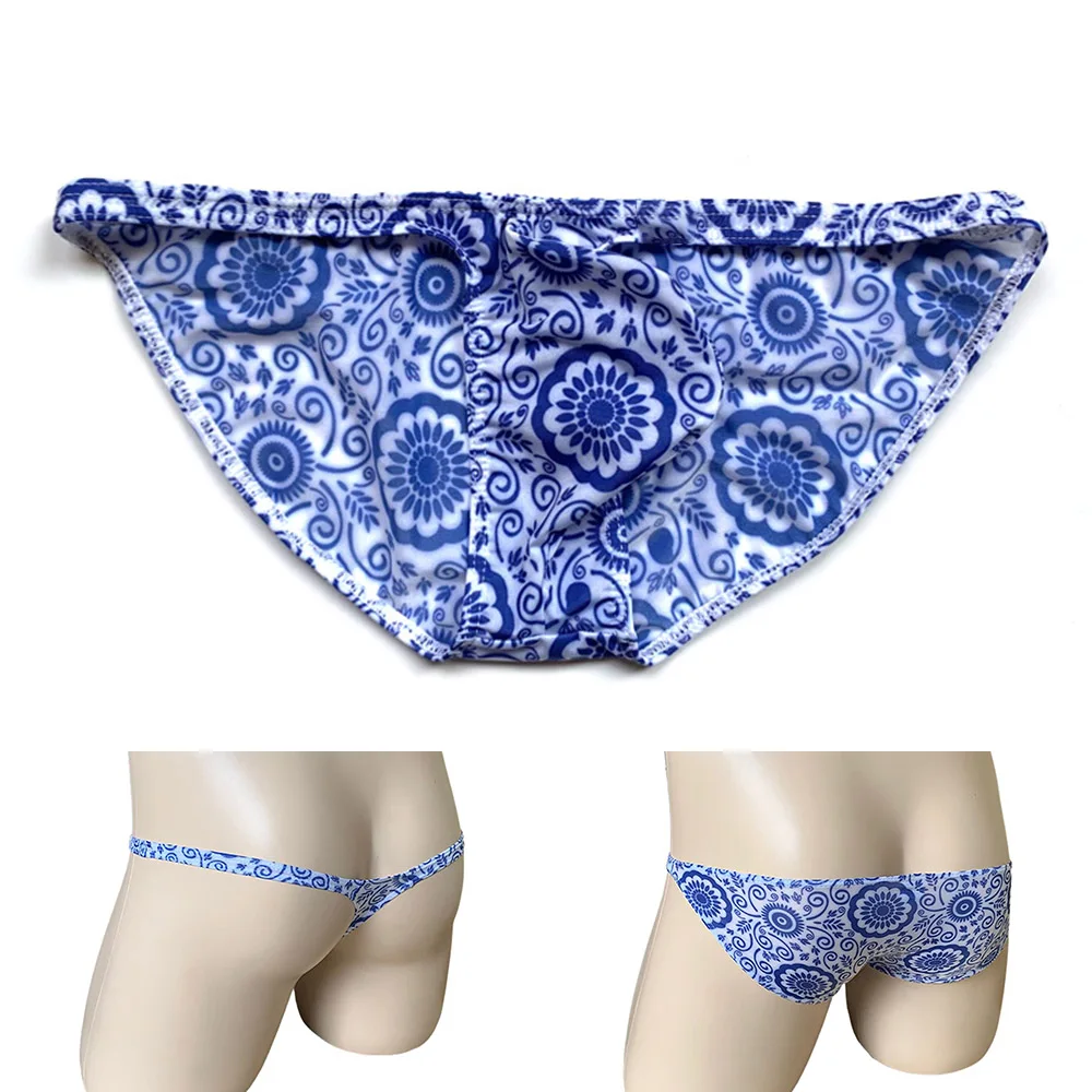 Мужские трусы с принтом из ледяного шелка дышащее нижнее белье заниженной талией