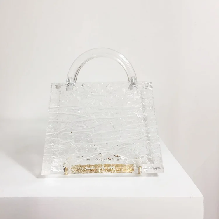 2023 New Women Bag Ice Crack Box Minaudiere Acrylic Fashion Solid Hasp Handbag MINI Bag Luxury Euro-America Style
