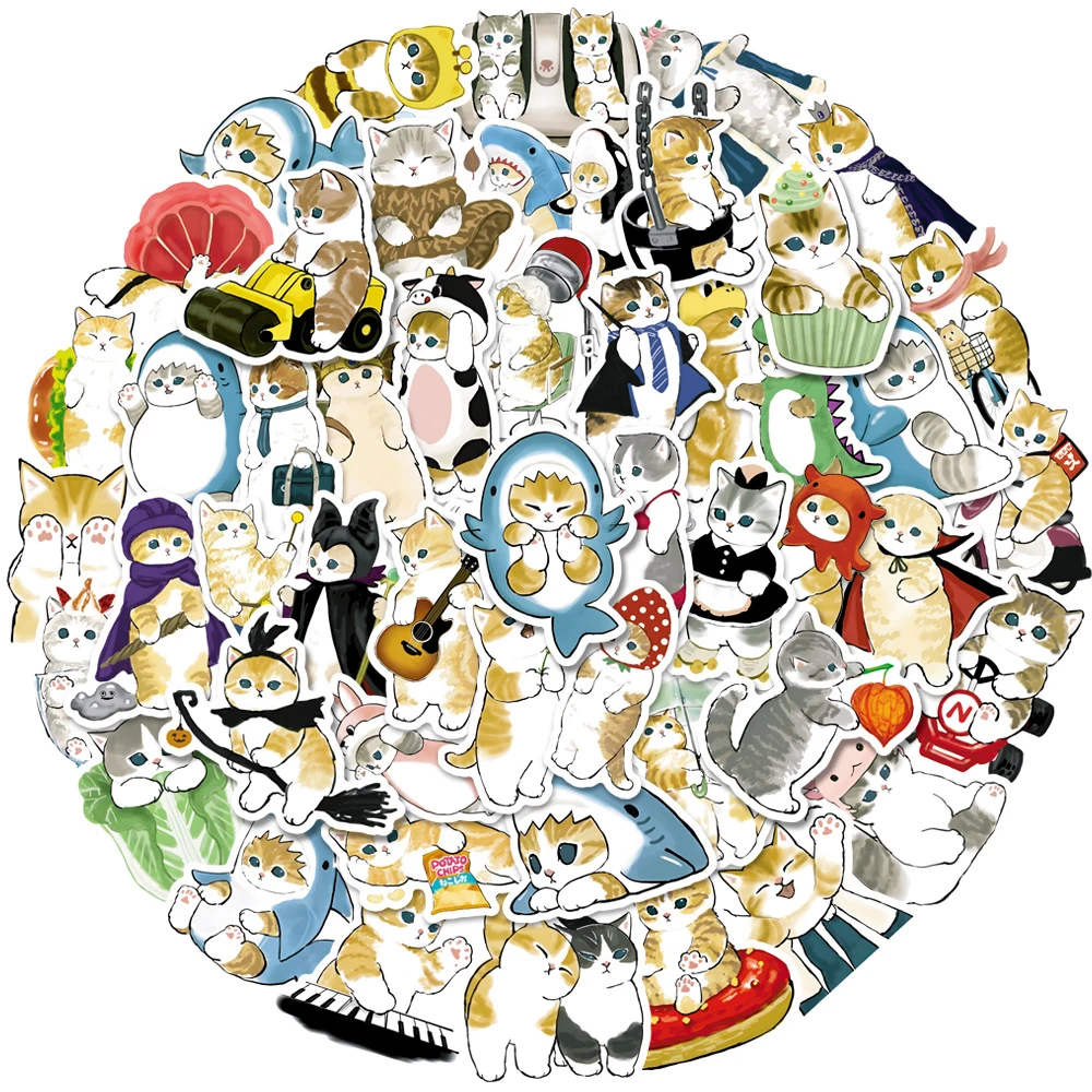 

10/30/50PCS Cute Animal Cat Cartoon Stickers Graffiti Decal Decoration Scrapbook Luggage Laptop Suitcase Kawaii Sticker Kids Toy