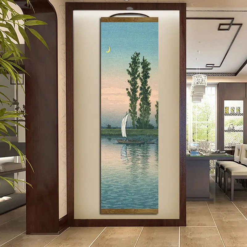 Холст в японском стиле с чернильным пейзажем декоративные настенные постеры для