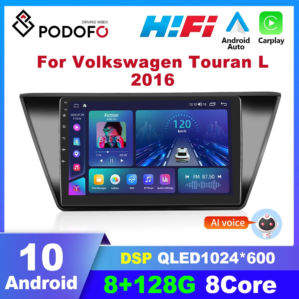 

Автомагнитола Podofo, 2 din, Android, для Volkswagen Touran L 2016