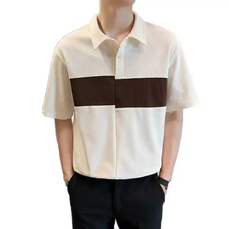

Summer short-sleeved T-shirt men's tide brand Korean version of the slim half-sleeved clothes trendy tops lapel POLO shirts