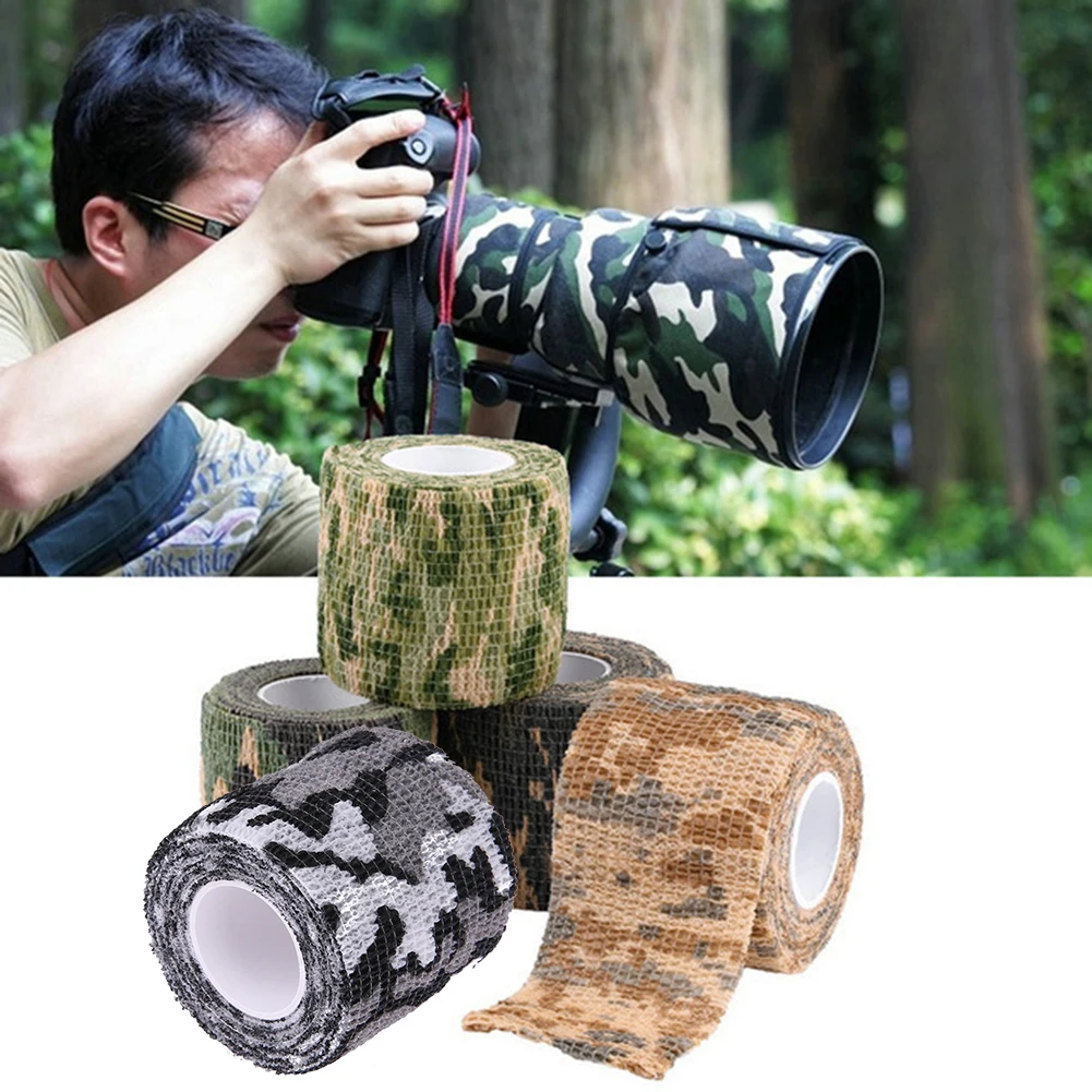 

5cmX4.5m Army Elastic Wrap Tape Adhesive Outdoor Hunting Camouflage Stealth Tape Waterproof Wrap Self Adhesive Elastic Bandage