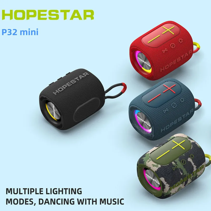 

Уличная Водонепроницаемая беспроводная Bluetooth-колонка, Портативная колонка, музыкальный центр, Бумбокс TWS, сабвуфер, аудио TF/USB HOPESTAR P32mini