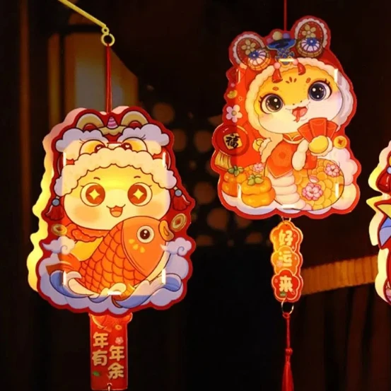 Chinese Style 2025 Snake Year Portable Lantern Paper Traditional Children Handheld Cartoon New Luminous