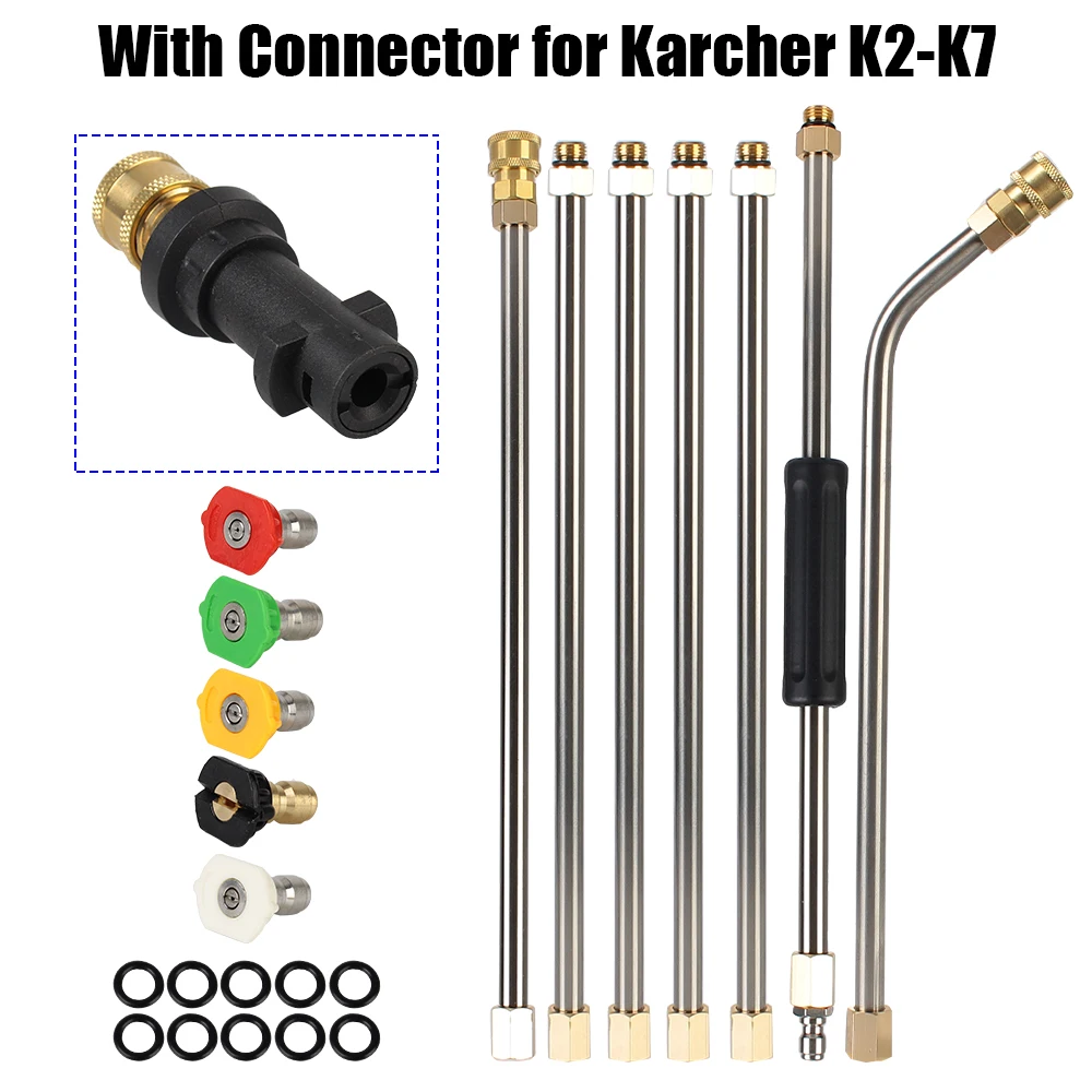 

Car Washer Metal Jet Roof Cleaner Extension Wand Nozzle Powerful Water Spray Lance For Karcher K Series With 5 Quick Nozzles