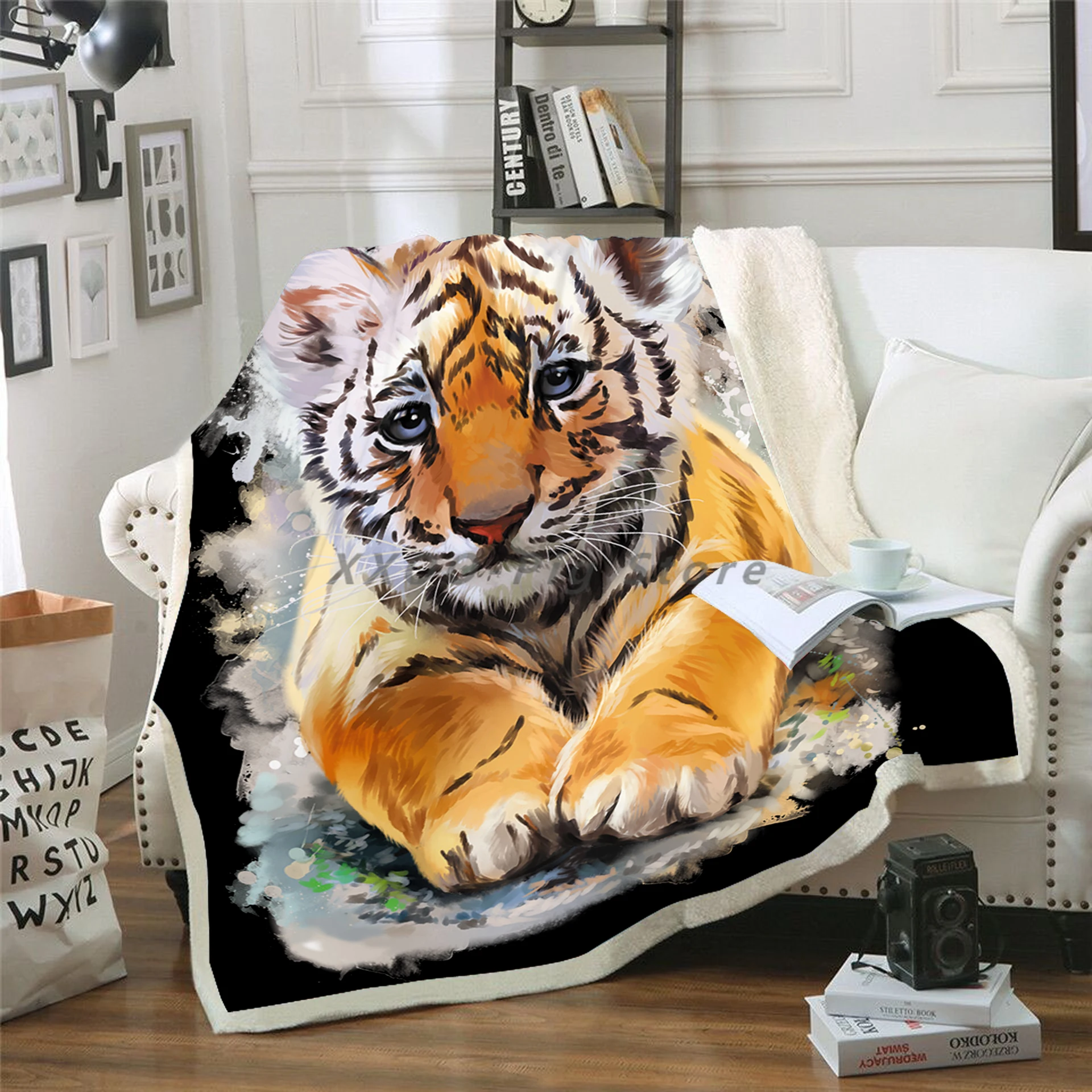 

The Latest Tiger 3D Printing Flange Blanket Adult Fashion Quilt Home Office Washable Duvet Leisure Adult/children Bedding