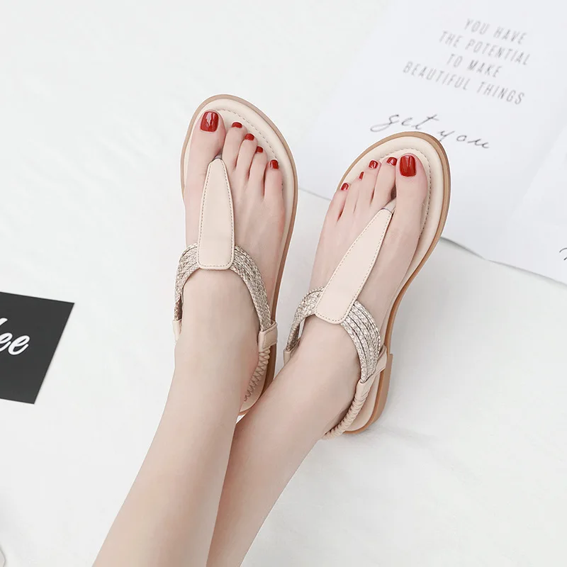 

Women Sandals Flats Shoes Elastic Band Flip Flops Thick Sole Sandals Comfortable Luxury Designer Beach Shoes SIKETU Sandalia