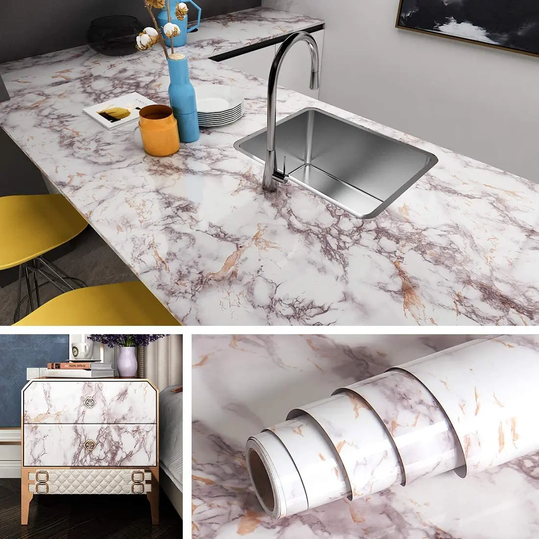 

Fashion Home Decor Marble Wall Stickers Self Adhesive Waterproof Countertop Furniture Contact Paper DIY PVC Wallpaper 30cm Width