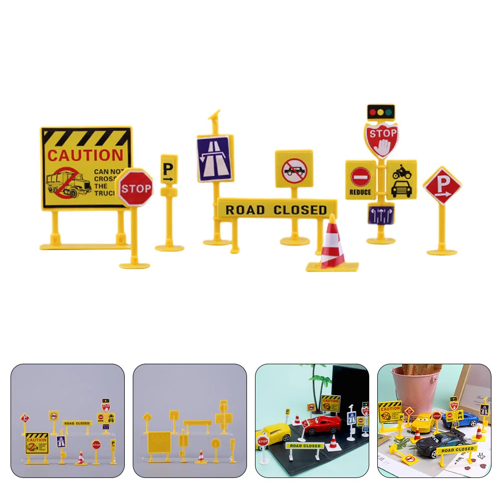 

Trafficsign Miniature Roadblock Toys Barrier Signs Barricade Road Construction Playset Street Kid Decoration Aids Teaching