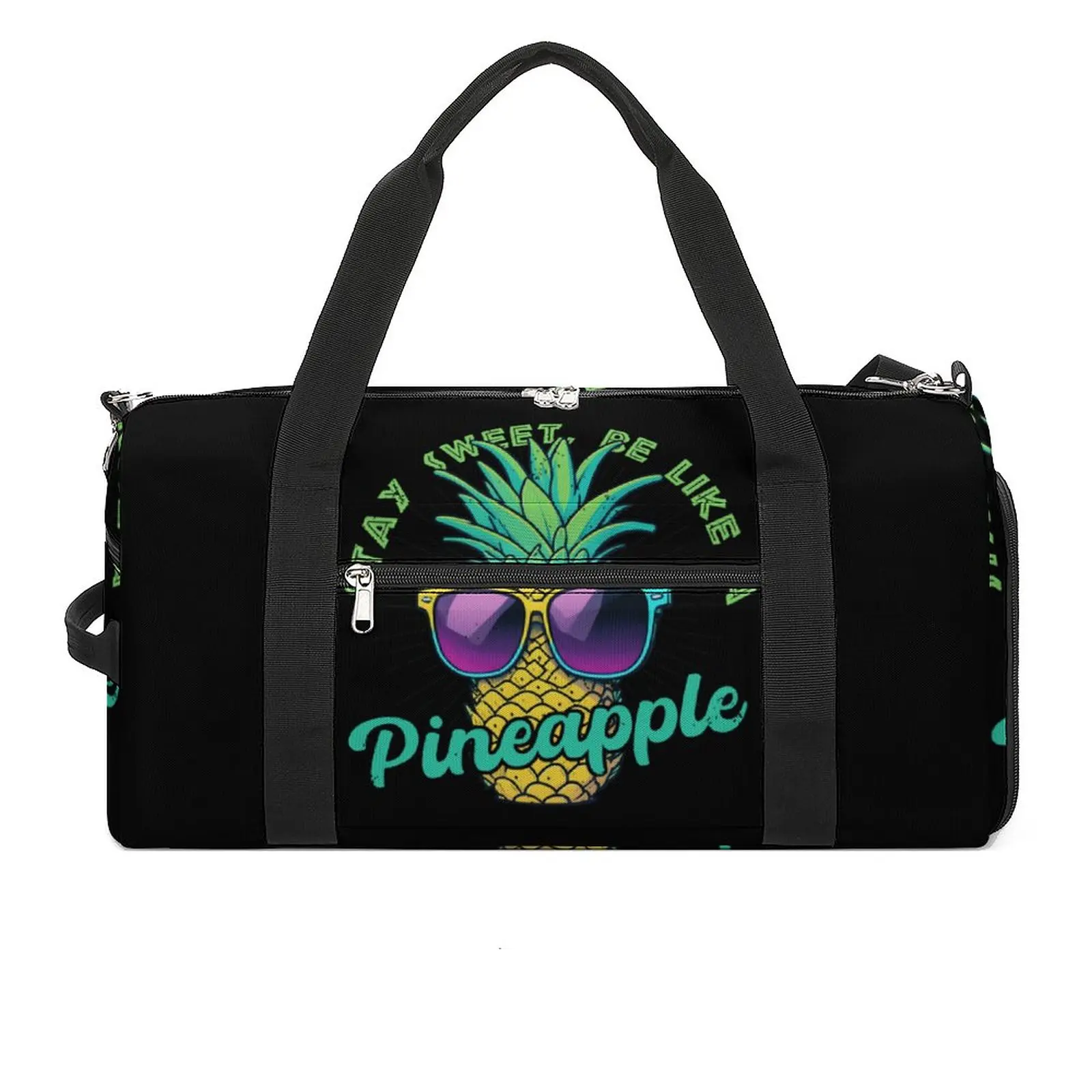

Stay Sweet Be Like A Pineapple Gym Bag Pineapple With Sunglasses Outdoor Sports Bags Travel Print Handbag Retro Fitness Bag