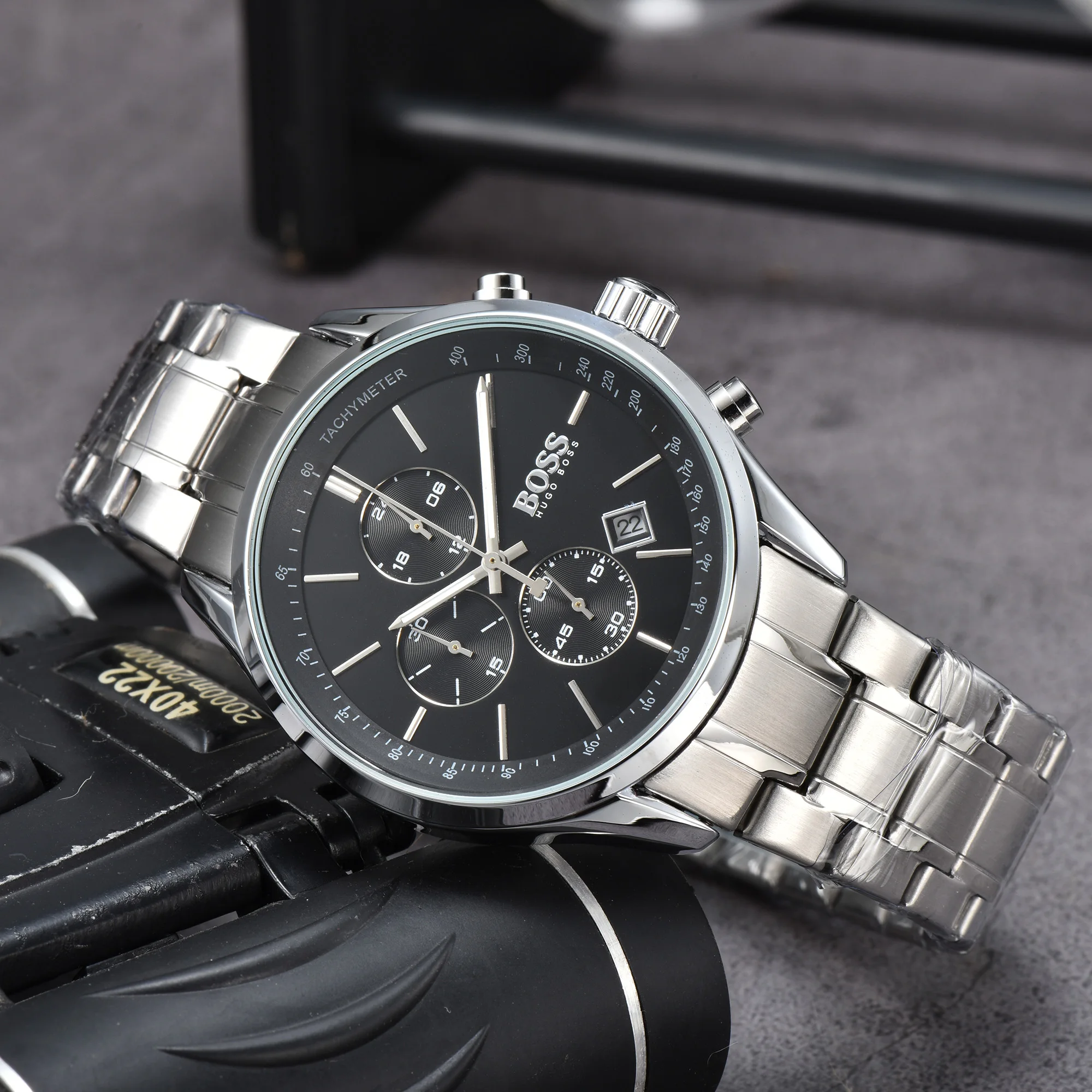 

Boss Watches for Men Luxury Dial Stainless Steel Strap Busineess Multifunctional Chronometer Quartz Movement Fashion Hugo