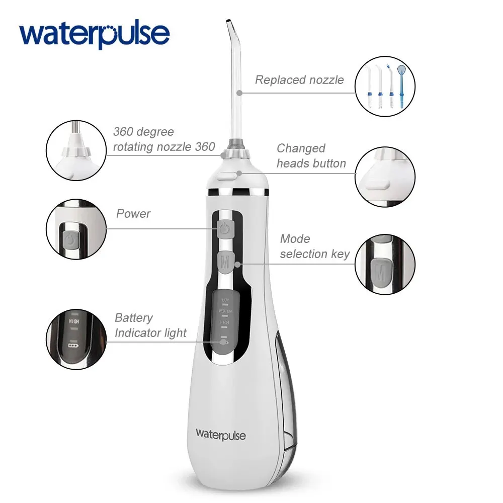 Waterpulse V500 Portable Oral Irrigator Dental Water Flosser Cordless Dental Irrigator Jet 4 Mode Waterproof For Teeth Cleaner