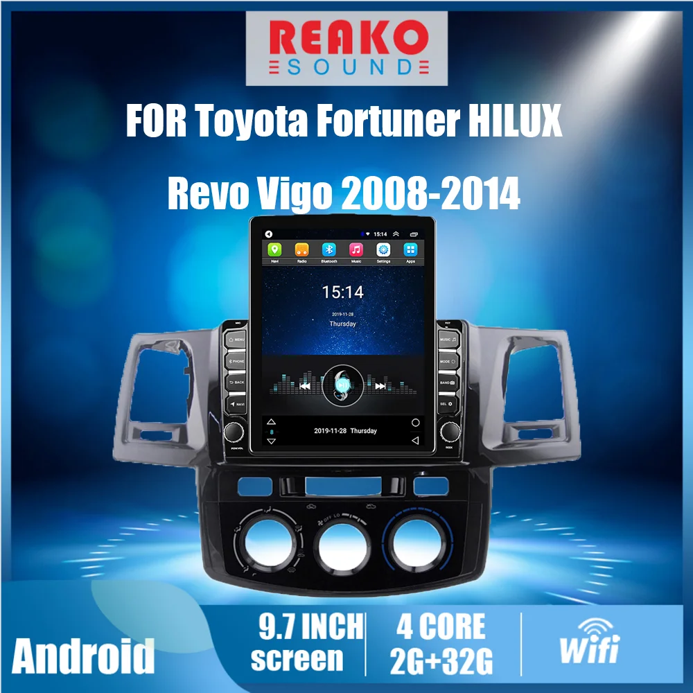 

Автомагнитола на Android для Toyota Fortuner, HILUX, Revo, Vigo 2008-2014, 2 Din, 9,7 дюйма, Автомобильный мультимедийный плеер с Тесла-экраном, GPS-навигатор