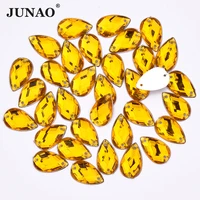 junao 1000pcs 813mm sewing topaz color teardop rhinestone applique flatback acrylic crystal stone for wedding decoration