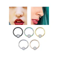 1pc 16g g23 titanium zircon stone captive bead ring nose hoop earrings ear cartilage tragus helix piercing body jewelry 10mm