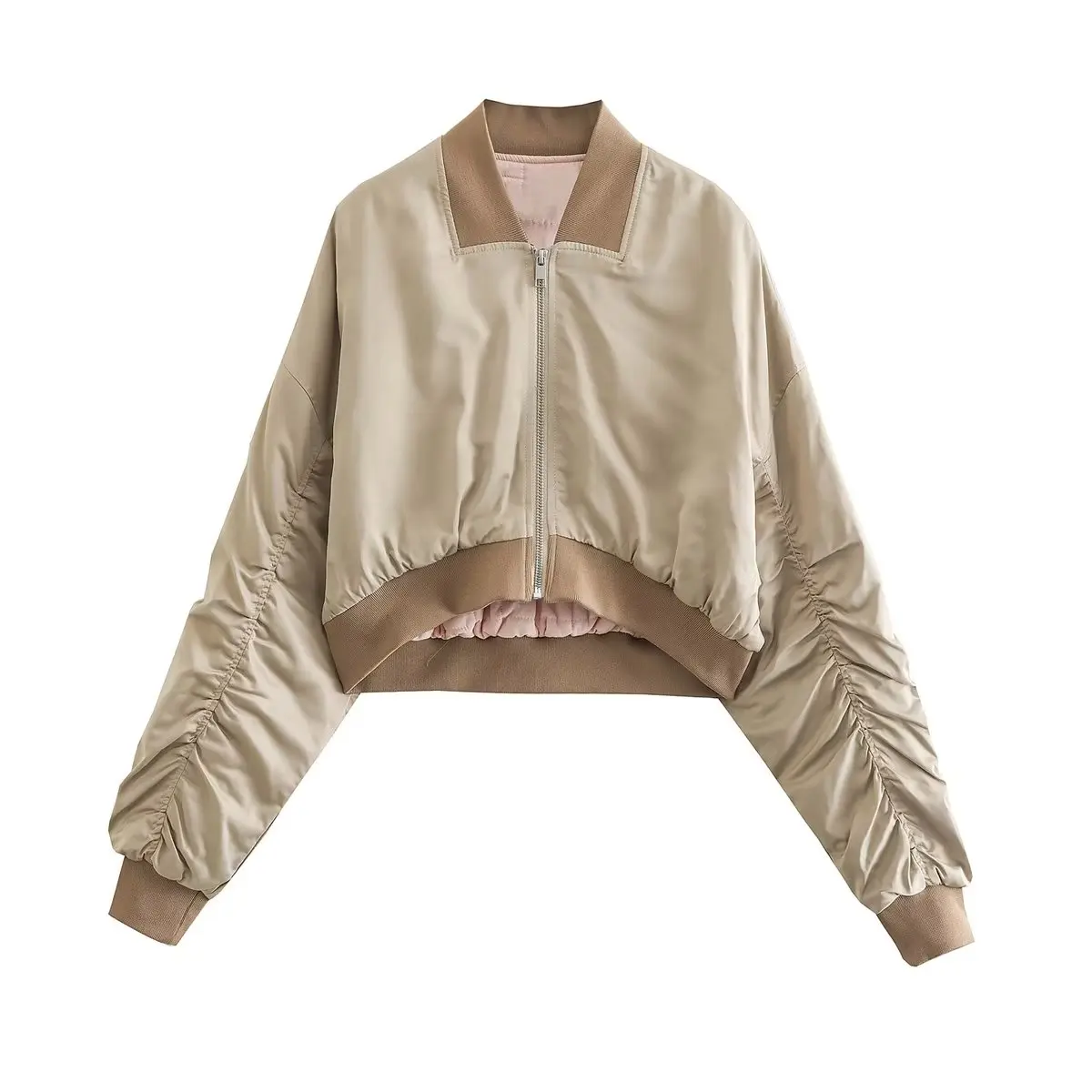 

Укороченная куртка NORPOJIN, женская модная плиссированная куртка-бомбер с рукавами, шикарные женские уличные пальто, женский топ на осень и зиму