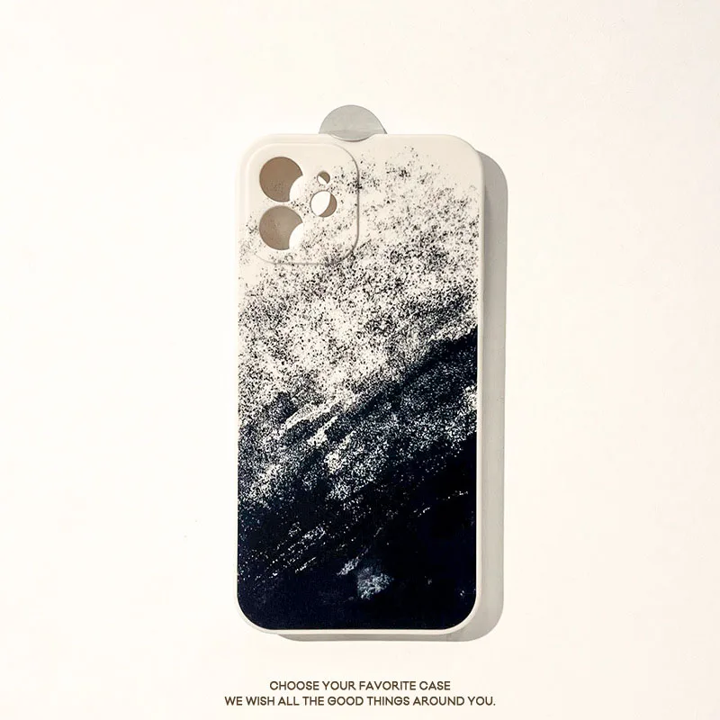 

Silicone Material Soft Case for iPhone 14 13 12 11 Pro Max Plus Cute Style iPhone Case Black Graffiti