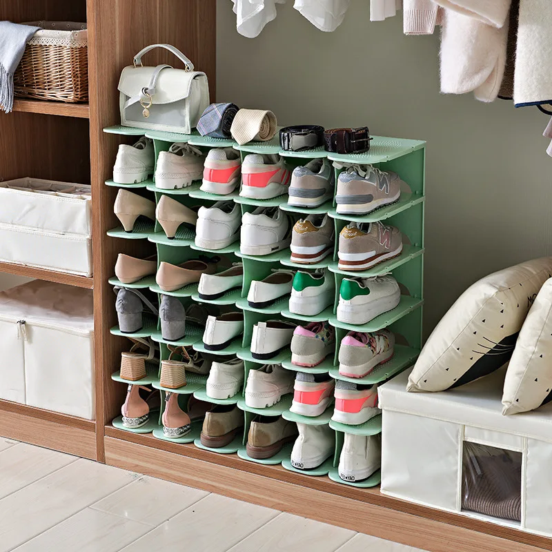 

6-Layer DIY Stackable Shoes Holders Bedroom Space Saving Creative Open Foldable Plastic Wardrobe Finishing Shoe Racks Organizers