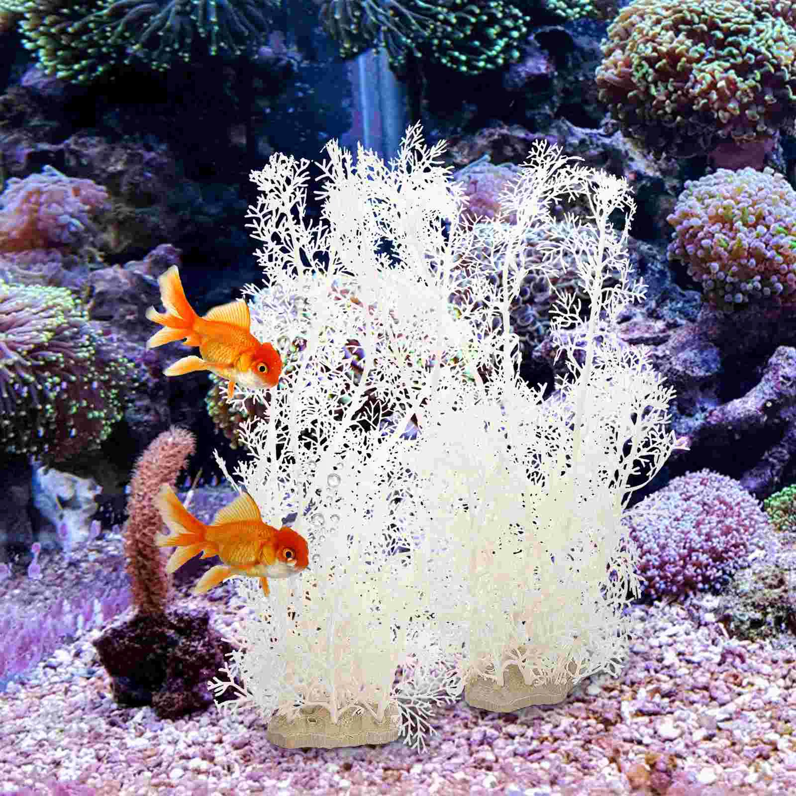 

2 Pcs Aquarium Landscaping Small Plants Tank Toys Plastic Betta Fish Silk Aquatic Freshwater