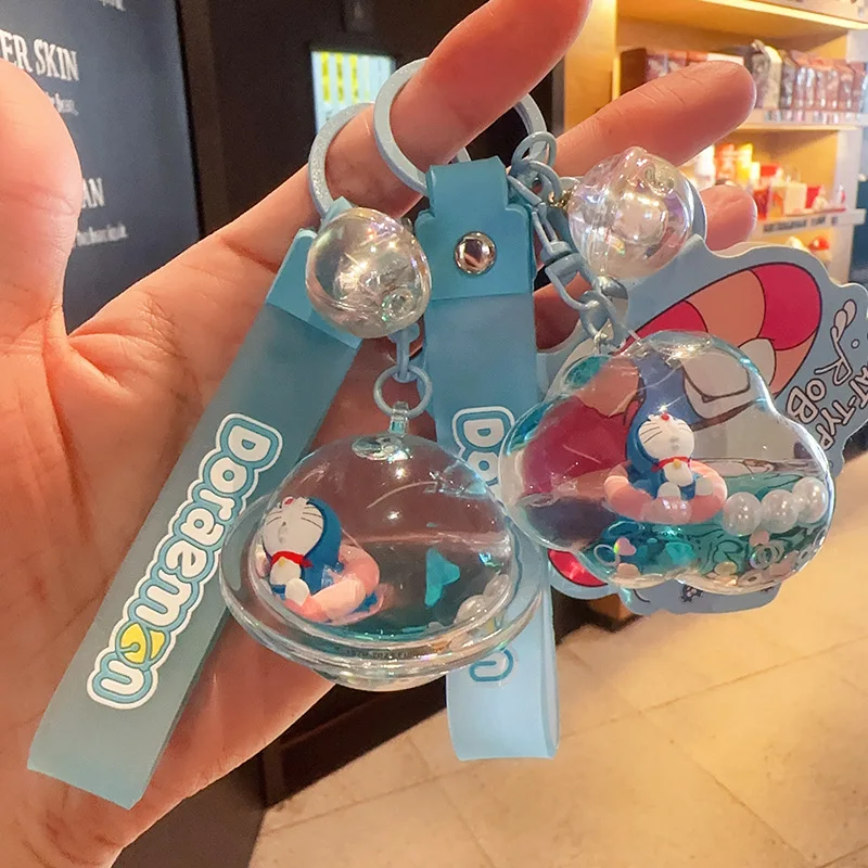 

Genuine Doraemon Key Chain Pendant Key Ring Bag Ornament Accessories Into Oil Drift Bottle Multiple Styles Anime Kawaii Gifts