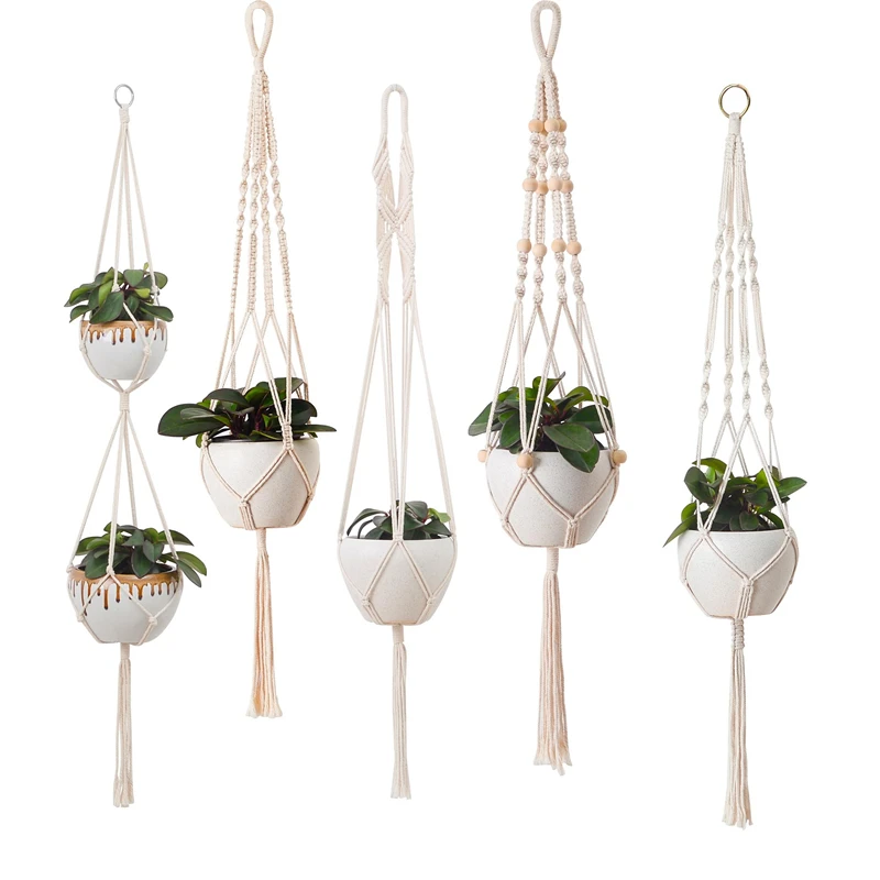 

100% Handmade Hanging Baskets Flowerpot Plant Holder 100 CmMacrame Plant Hanger Garden Wall Decor Hanging Plant Holder Basket
