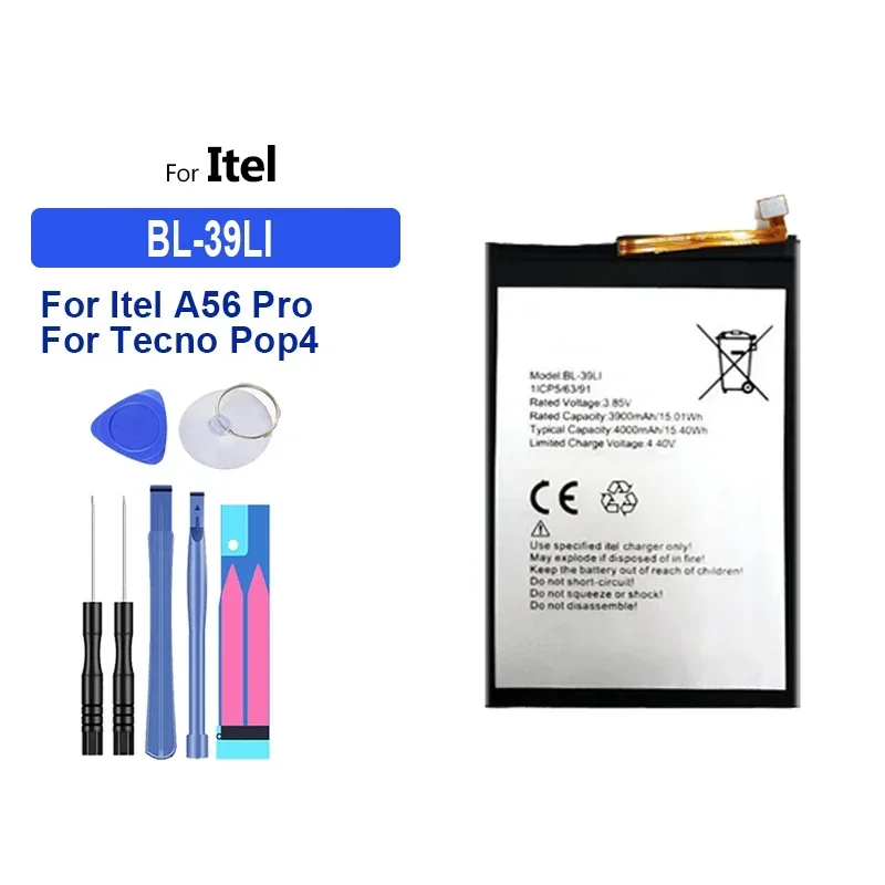 Сменный аккумулятор емкостью 4000 мАч новый BL-39LI для Itel A56 A56Pro Tecno Pop4 (BC2) гарантия на