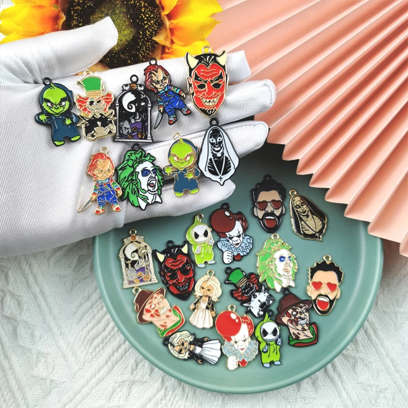 10 шт. металлические эмалированные подвески в виде черепа